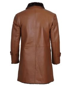 Men's Brown Real Leather Shearling Coat
