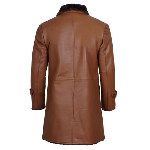Men's Brown Real Leather Shearling Coat